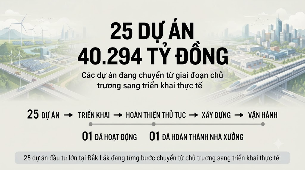 25 DỰ ÁN HƠN 40.000 TỶ ĐỒNG TẠI ĐẮK LẮK BẮT ĐẦU CHUYỂN SANG GIAI ĐOẠN TRIỂN KHAI