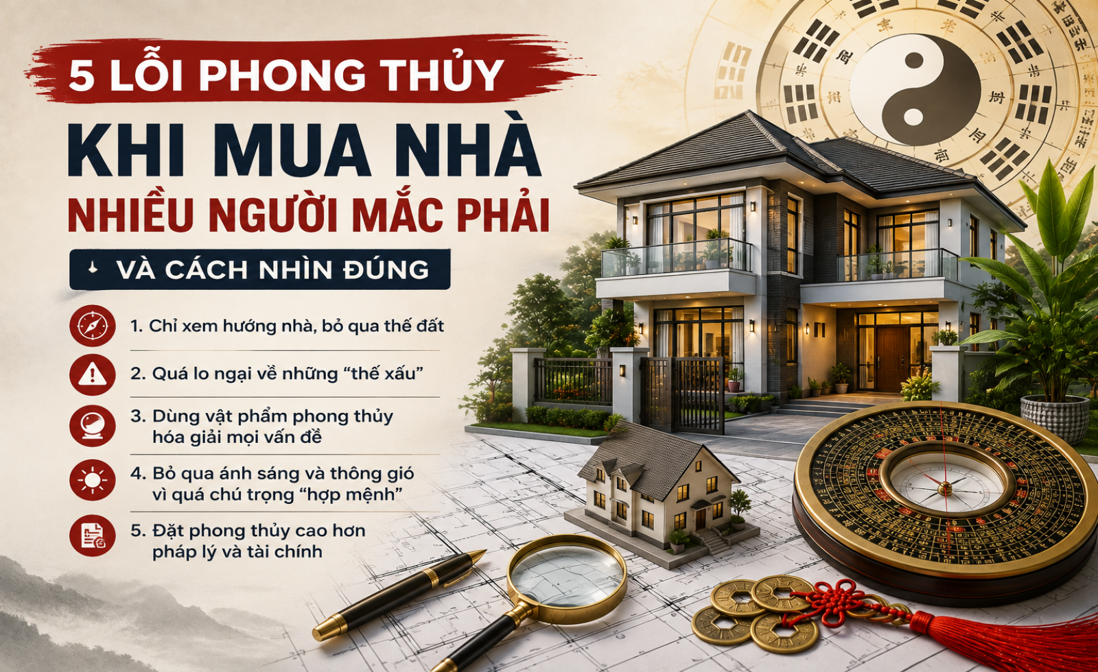5 lỗi phong thủy khi mua nhà nhiều người mắc phải và cách nhìn đúng