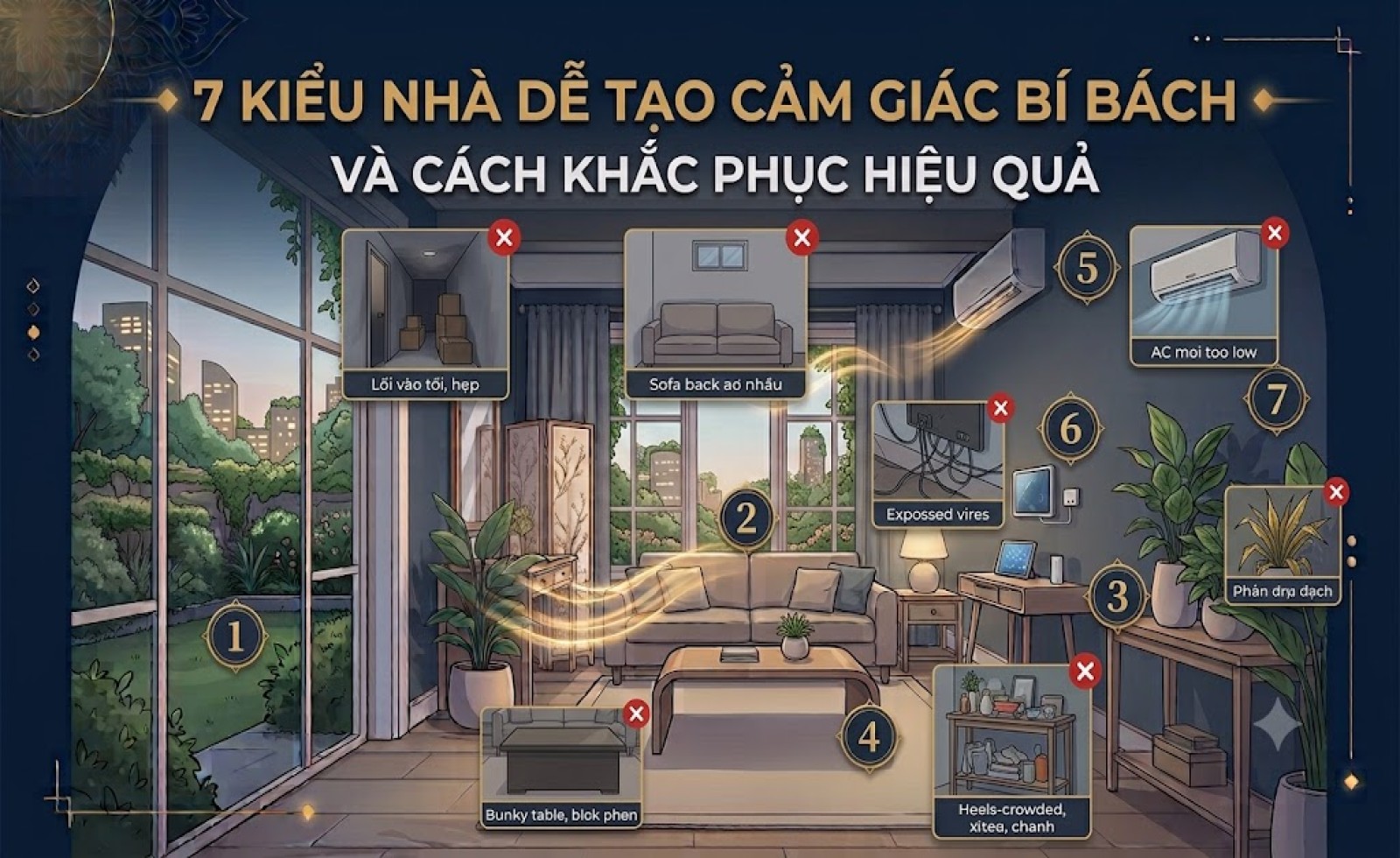 7 kiểu nhà dễ tạo cảm giác bí bách và cách khắc phục hiệu quả