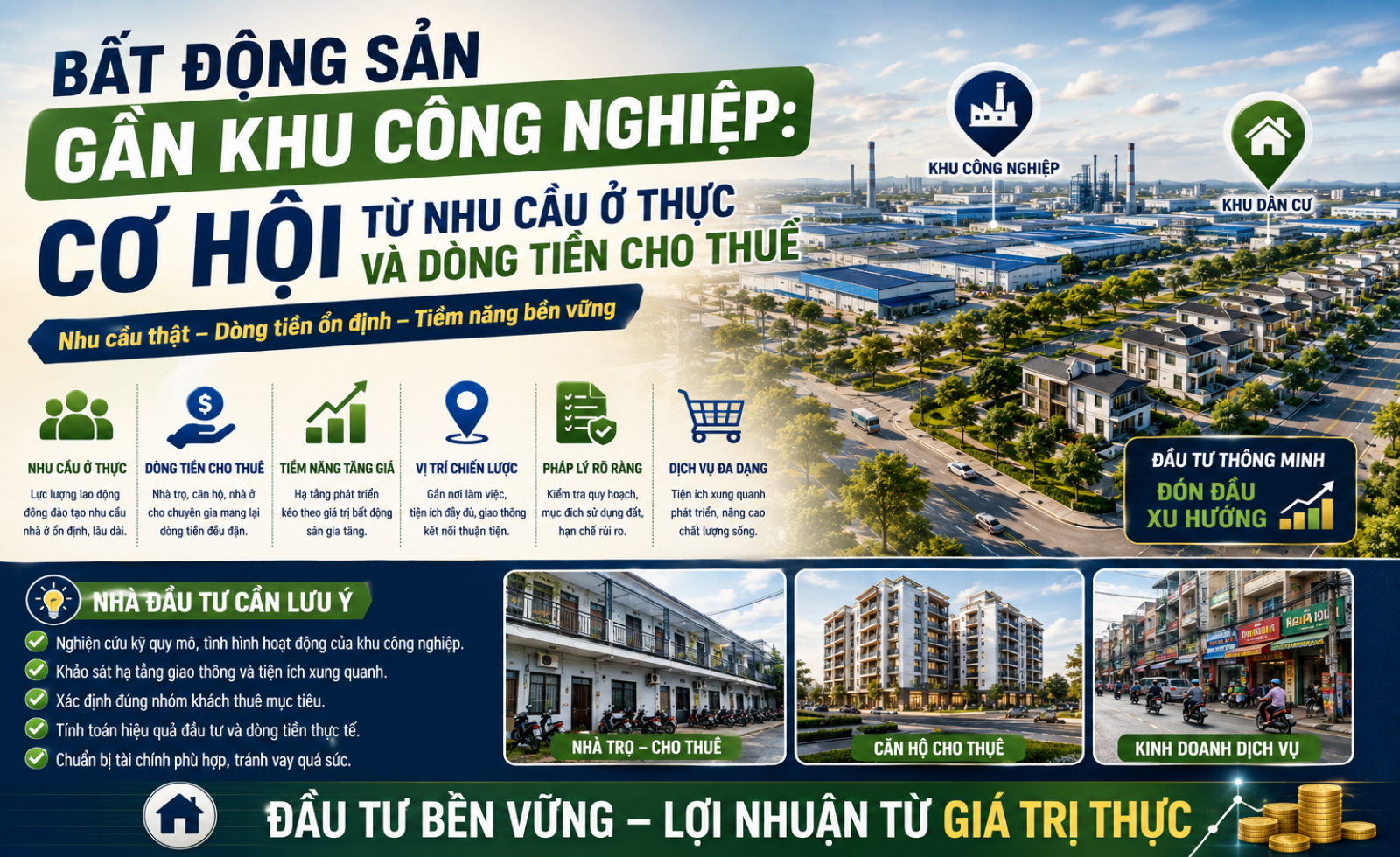 Bất động sản gần khu công nghiệp: Cơ hội từ nhu cầu ở thực và dòng tiền cho thuê