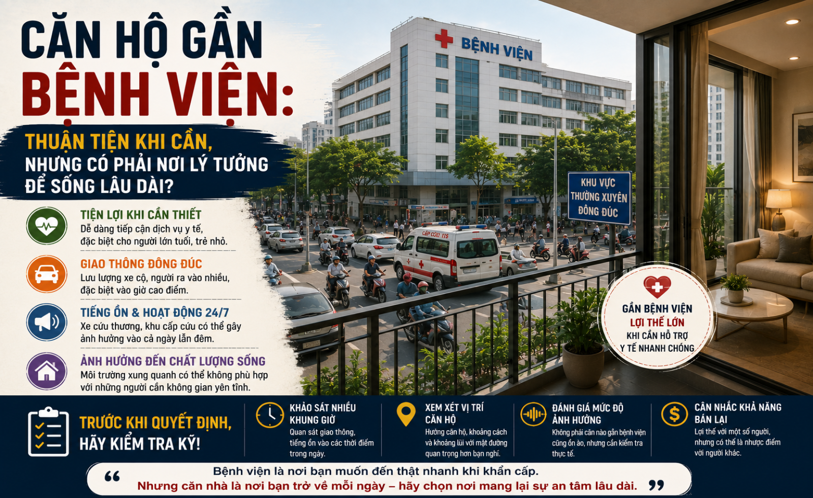 Căn hộ gần bệnh viện: Thuận tiện khi cần, nhưng có phải nơi lý tưởng để sống lâu dài?