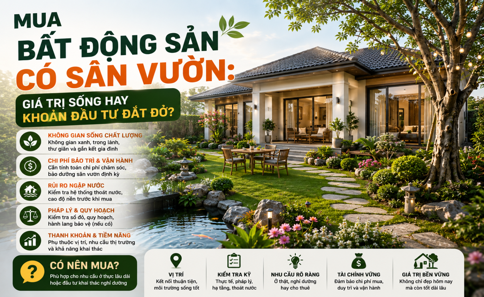 Mua bất động sản có sân vườn: Giá trị sống hay khoản đầu tư đắt đỏ?