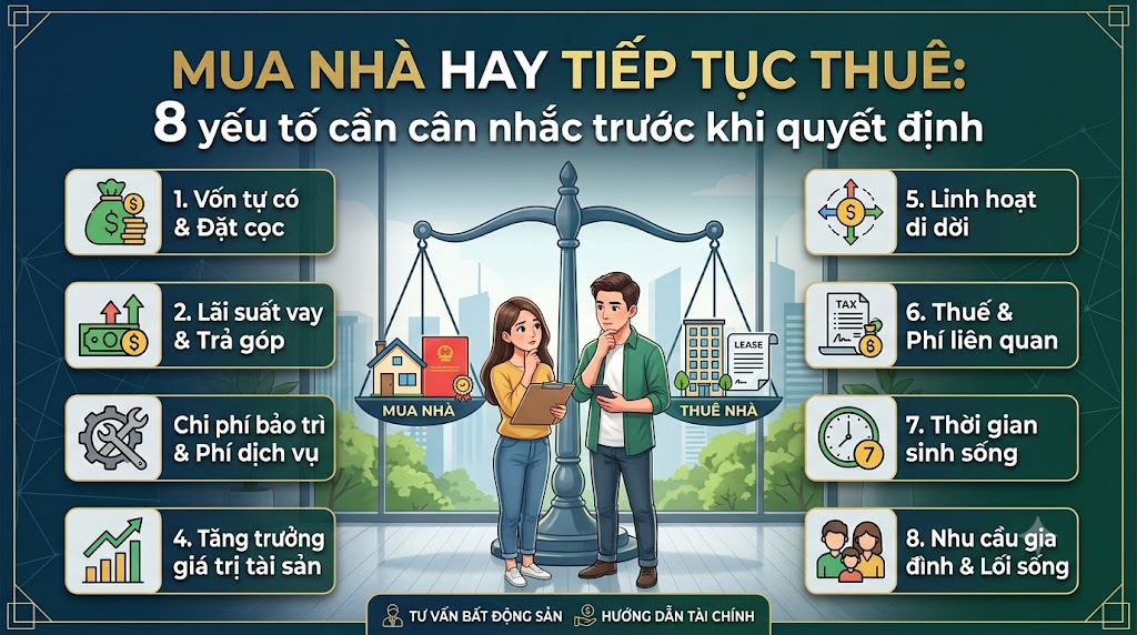 Mua nhà hay tiếp tục thuê: 8 yếu tố cần cân nhắc trước khi quyết định
