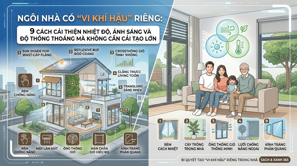 Ngôi nhà có “vi khí hậu” riêng: 9 cách cải thiện nhiệt độ, ánh sáng và độ thông thoáng mà không cần cải tạo lớn