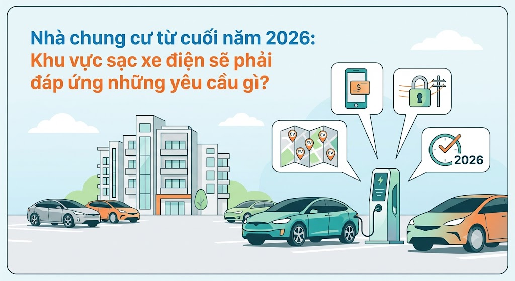 Nhà chung cư từ cuối năm 2026: Khu vực sạc xe điện sẽ phải đáp ứng những yêu cầu gì?