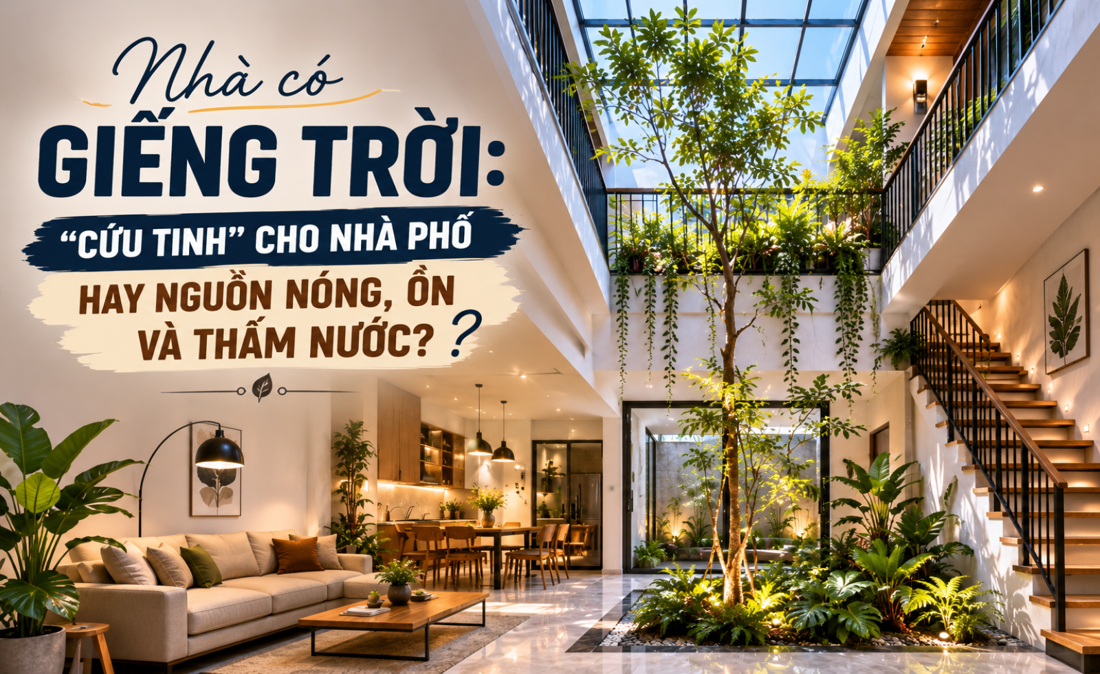 Nhà có giếng trời: “Cứu tinh” cho nhà phố hay nguồn nóng, ồn và thấm nước?
