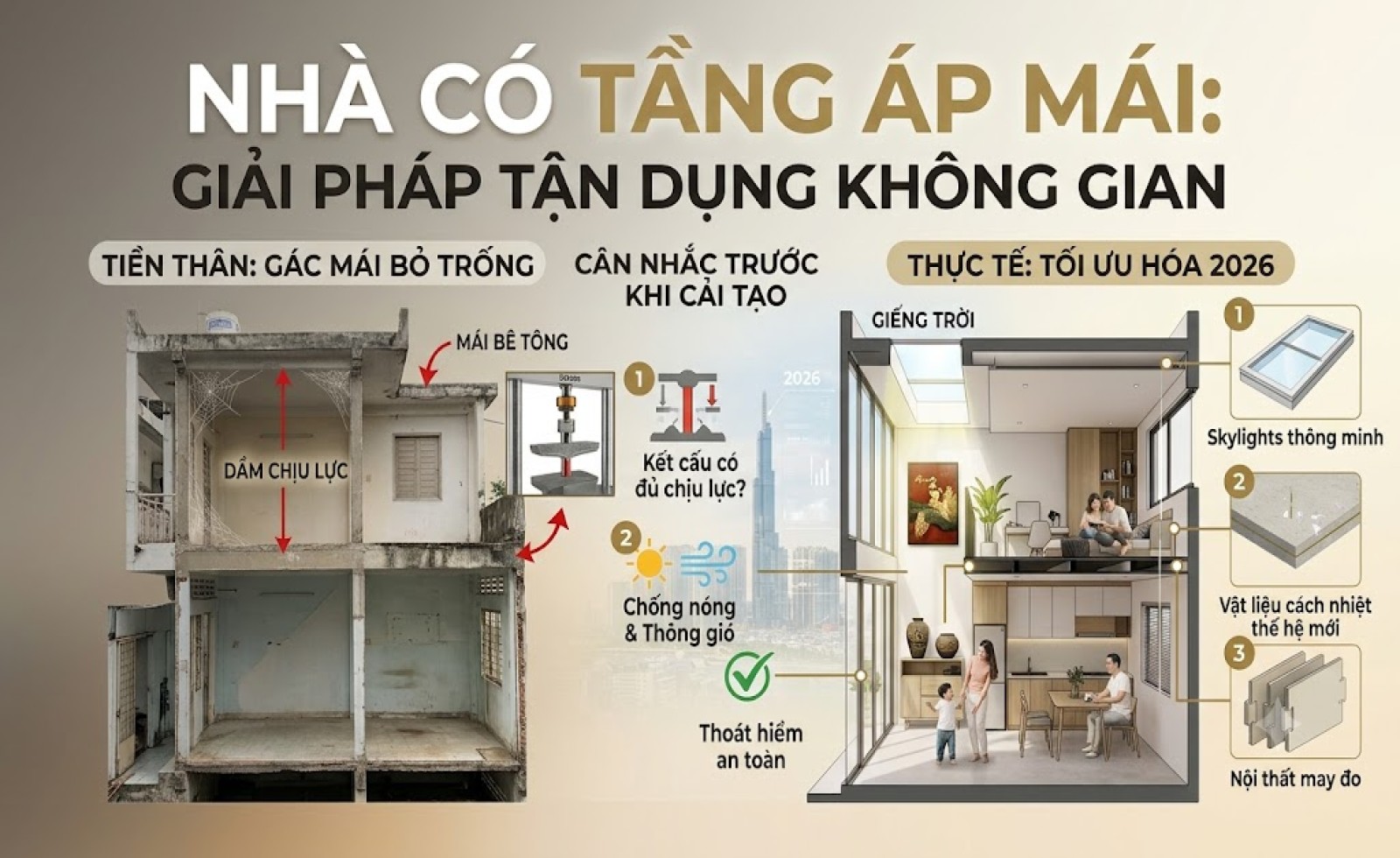 Nhà có tầng áp mái: Giải pháp tận dụng không gian đang được nhiều gia đình quan tâm