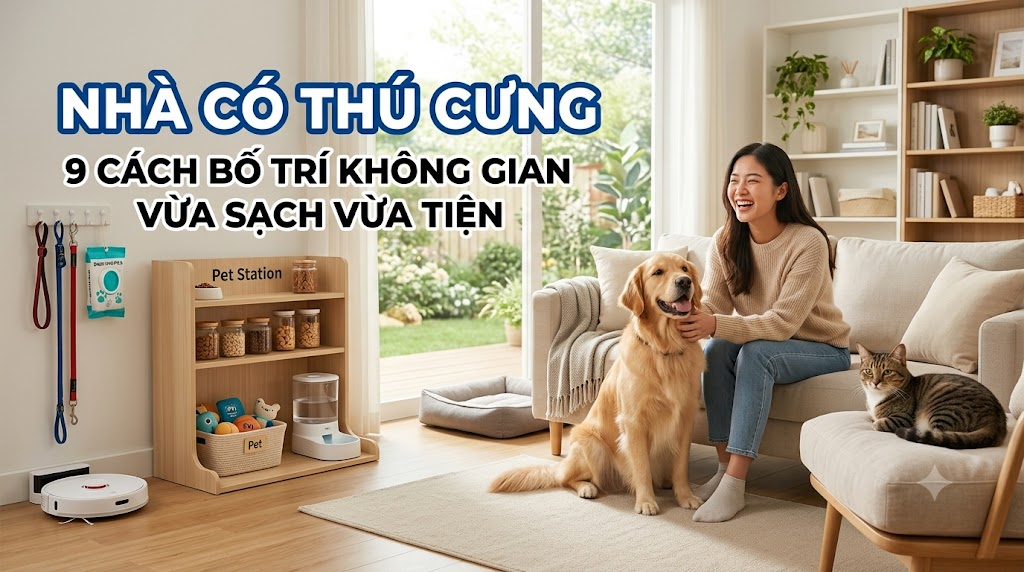 Nhà có thú cưng: 9 cách bố trí không gian vừa sạch vừa tiện