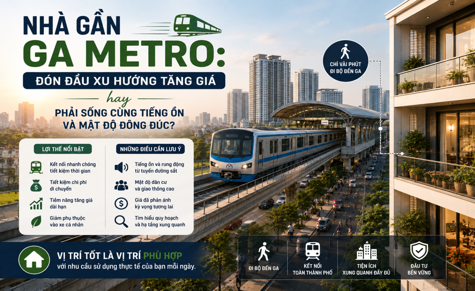 Nhà gần ga Metro: Đón đầu xu hướng tăng giá hay phải sống cùng tiếng ồn và mật độ đông đúc?