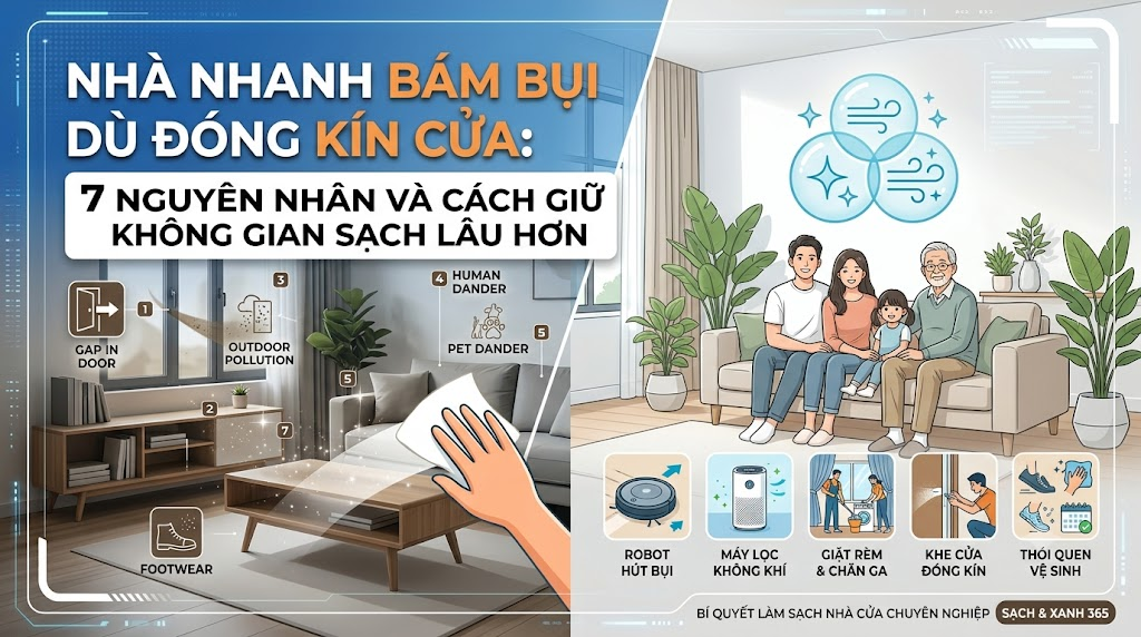 Nhà Nhanh Bám Bụi Dù Đóng Kín Cửa: Nguyên Nhân Và Cách Giữ Không Gian Sạch Lâu Hơn