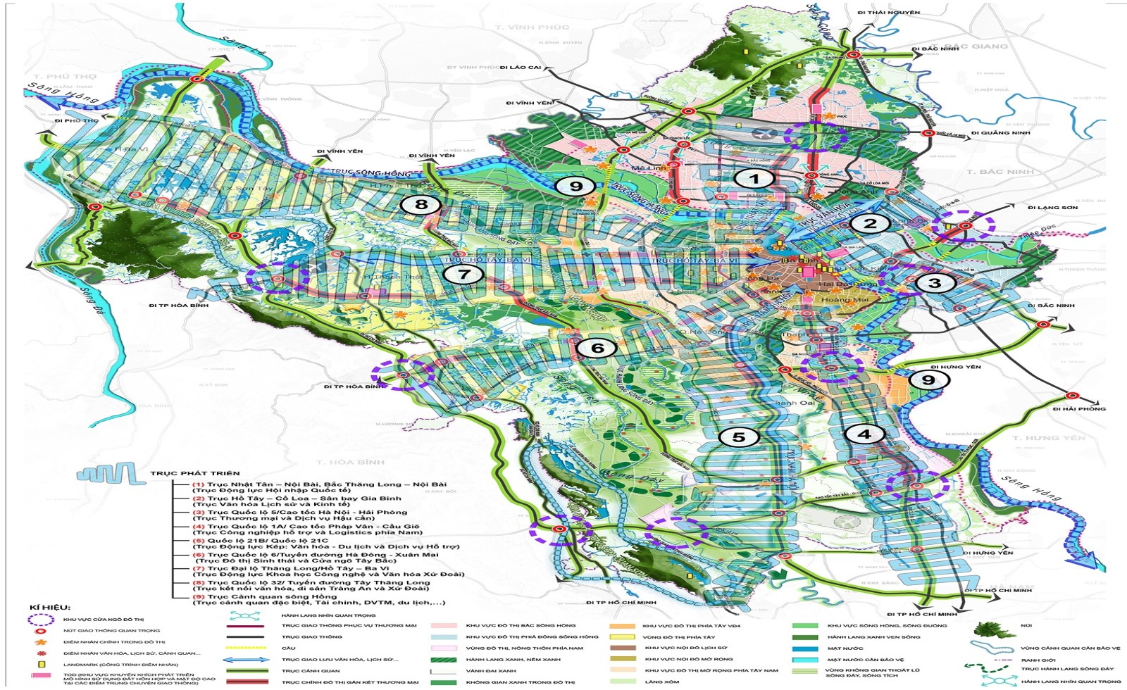 Quy hoạch Thủ đô tầm nhìn 100 năm xác định 9 cực phát triển, 9 trung tâm lớn và 9 trục động lực