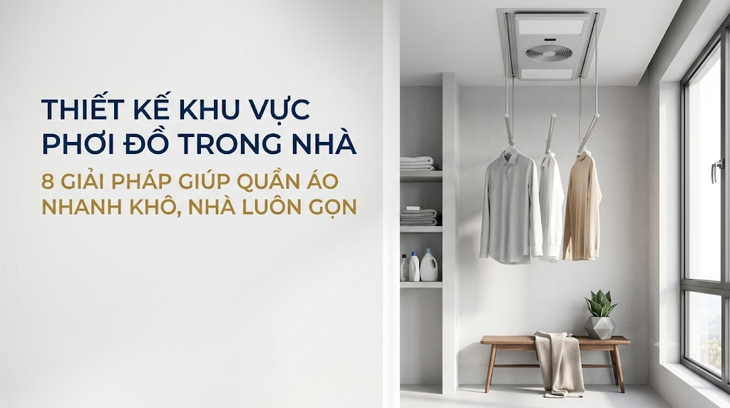 Thiết kế khu vực phơi đồ trong nhà: 8 giải pháp giúp quần áo nhanh khô, nhà luôn gọn