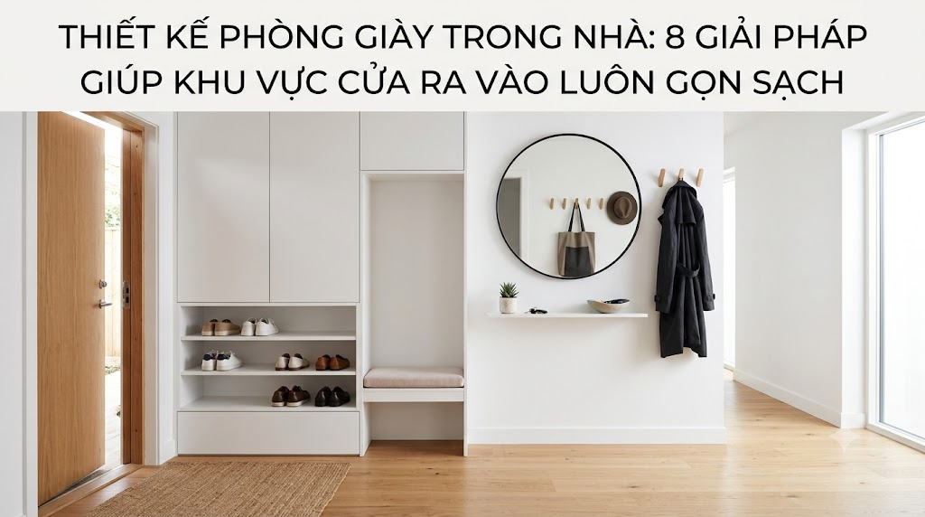 Thiết kế phòng giày trong nhà: 8 giải pháp giúp khu vực cửa ra vào luôn gọn sạch