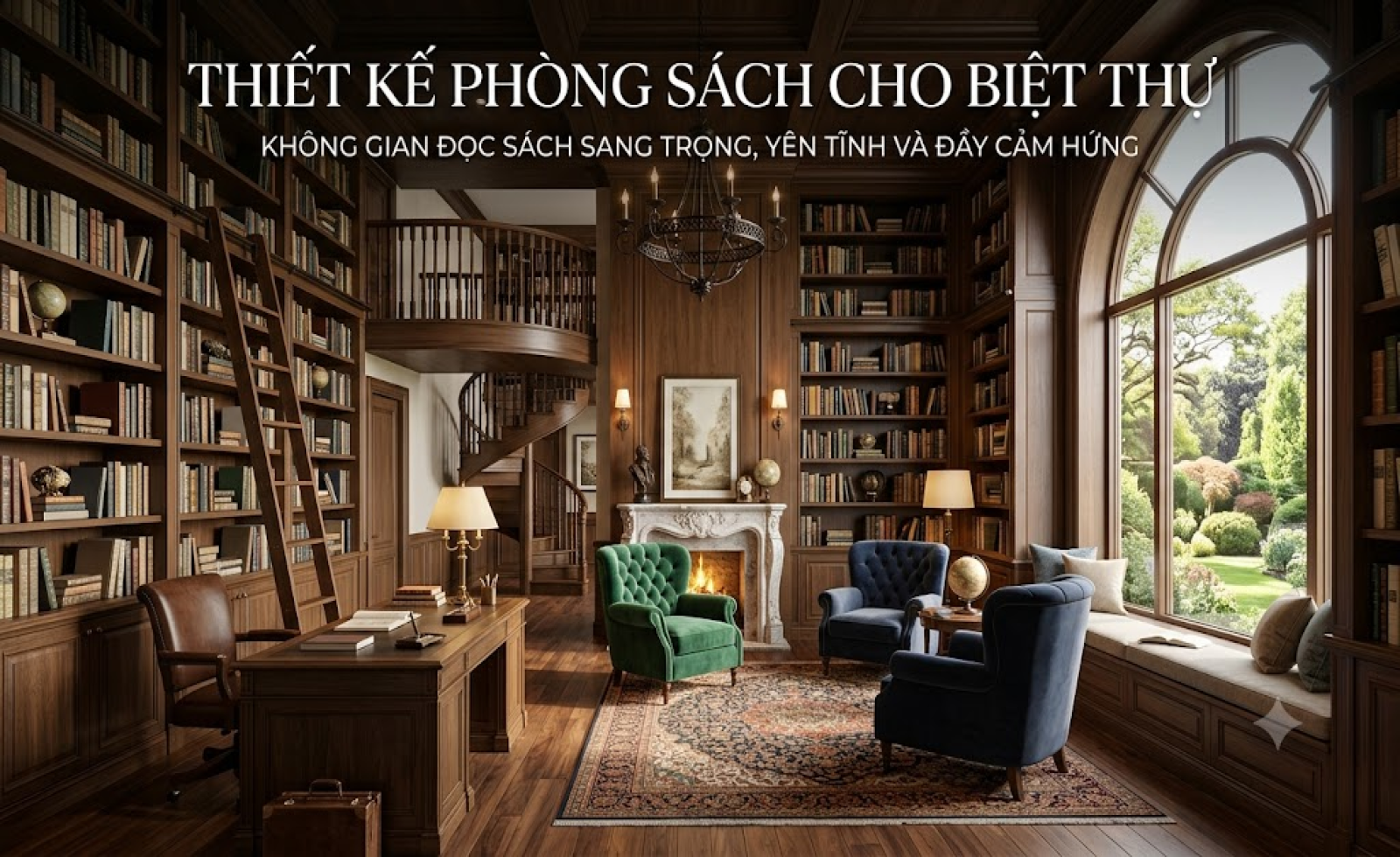 Thiết kế phòng sách cho biệt thự: Không gian đọc sách sang trọng, yên tĩnh và đầy cảm hứng