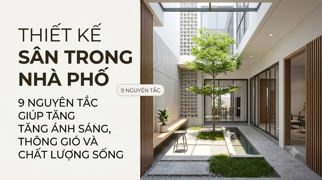 Thiết kế sân trong nhà phố: 9 nguyên tắc giúp tăng ánh sáng, thông gió và chất lượng sống