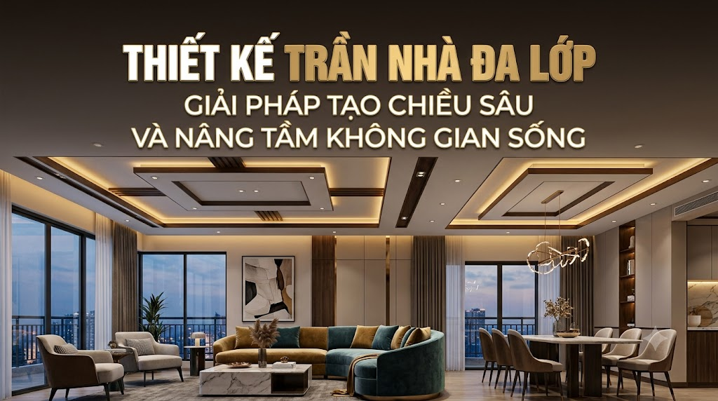 Thiết kế trần nhà đa lớp: Giải pháp tạo chiều sâu và nâng tầm không gian sống