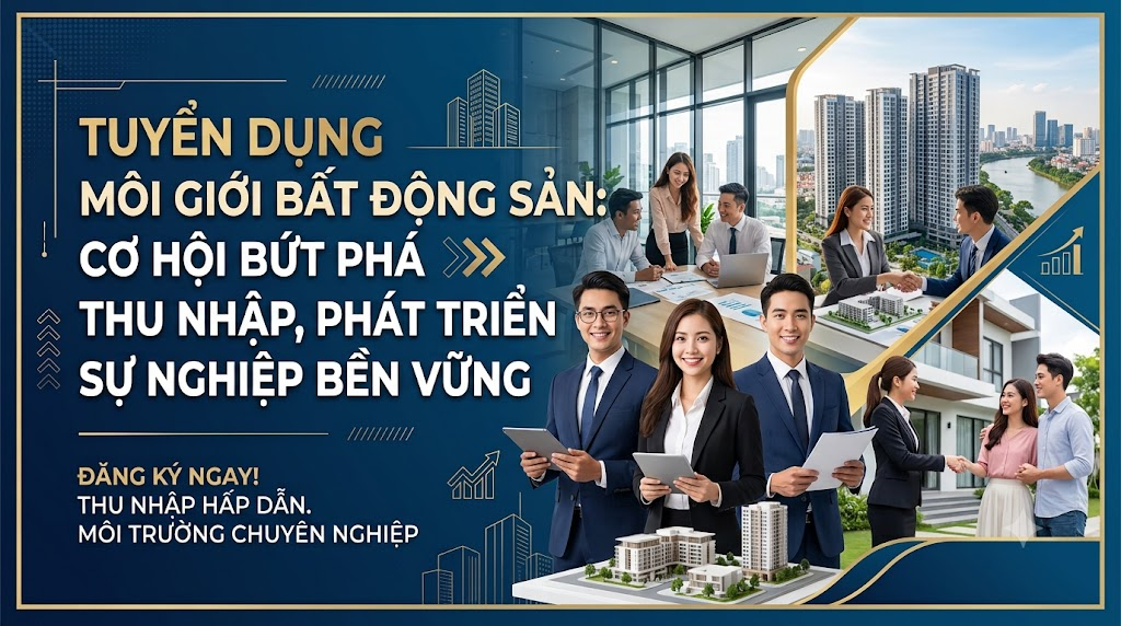TUYỂN DỤNG MÔI GIỚI BẤT ĐỘNG SẢN: CƠ HỘI BỨT PHÁ THU NHẬP, PHÁT TRIỂN SỰ NGHIỆP BỀN VỮNG