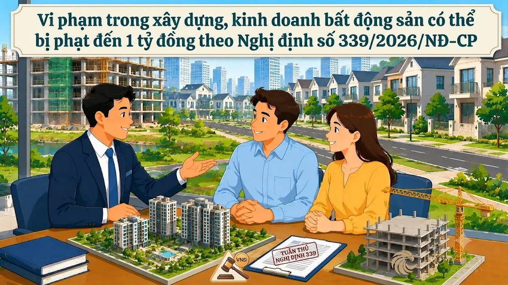 Vi phạm trong xây dựng, kinh doanh bất động sản có thể bị phạt đến 1 tỷ đồng theo Nghị định số 339/2026/NĐ-CP