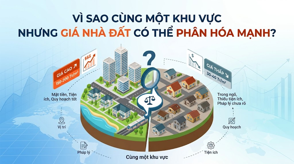 Vì sao cùng một khu vực nhưng giá nhà đất có thể phân hóa mạnh?