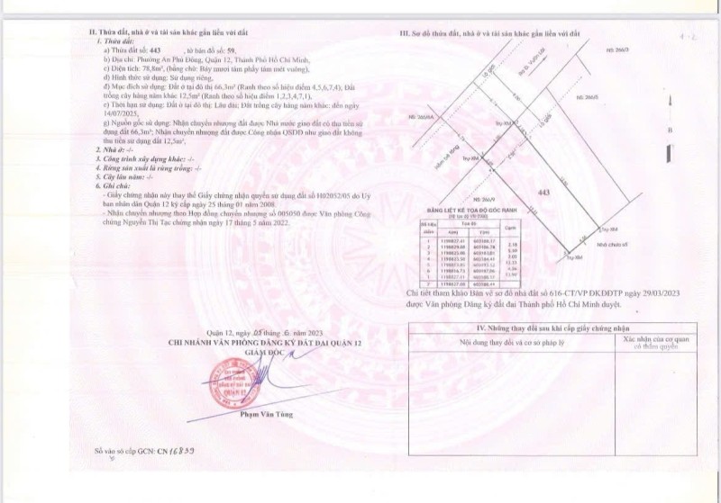 Bán Đất 78.8m2 có sẵn 66.3 m2 thổ cư giá 6.5 tỷ tại Đường Vườn Lài Phường An Phú Đông Quận 12 TP. Hồ Chí Minh