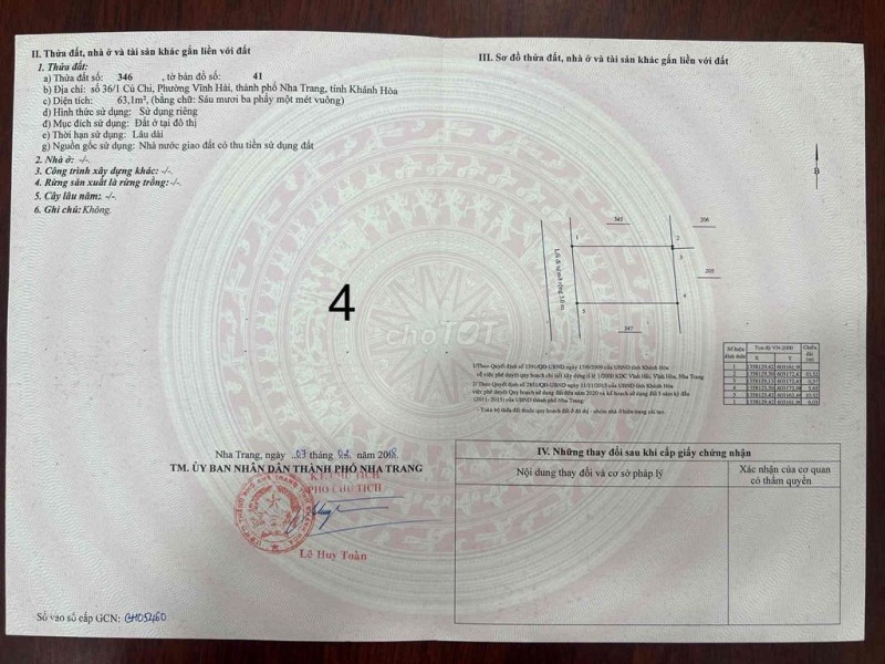 Bán đất cách Biển chỉ 150m, P. Bắc Nha Trang. Gần Hòn Chồng Giá: 3,9ty