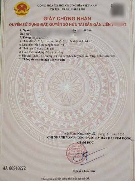 Bán đất Tạ Thượng, Chính Nghĩa nay là Lương Bằng Hưng Yên