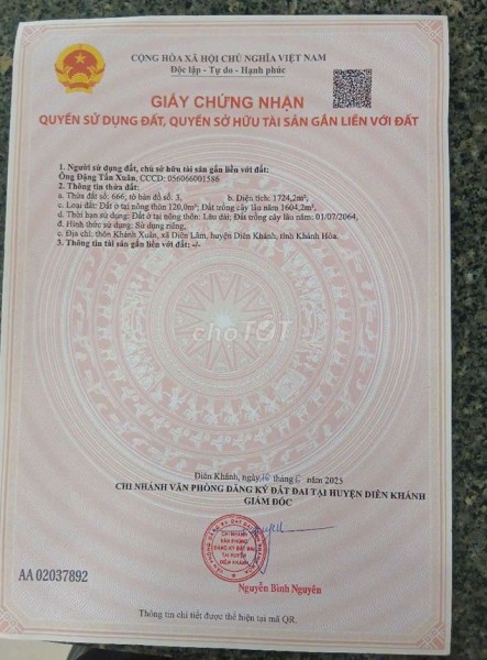 Bán đất tặng căn nhà tâm huyết tại Diên Lâm