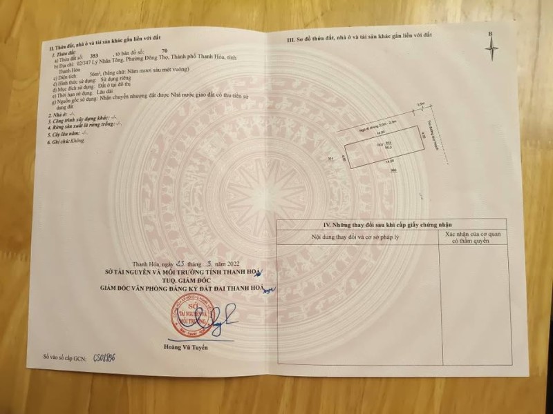 Bán nhà SN 02/347 Lý Nhân Tông, p.Hạc Thành.