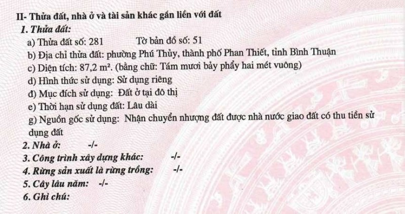 CHÍNH CHỦ, Cần bán 1 lô đất vị trí tại trung tâm TP. Phan Thiết