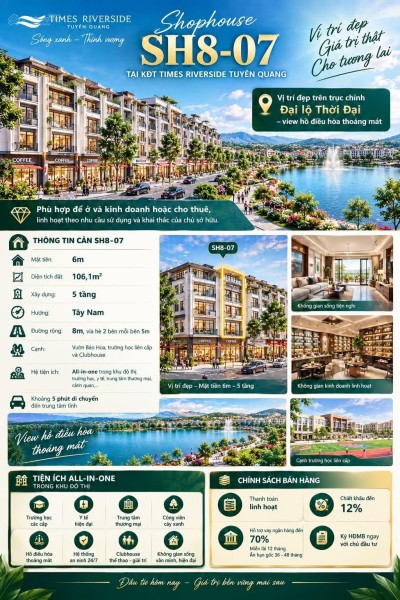 Em cần bán SH8-07 KĐT Times Riverside Tuyên Quang