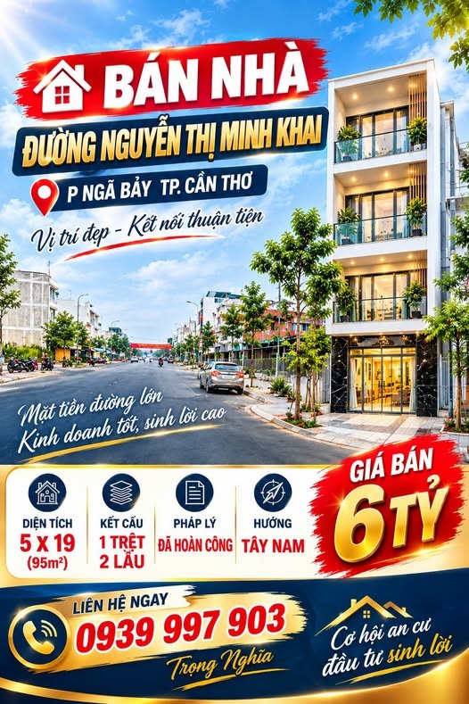 BÁN NHÀ ĐƯỜNG NGUYỄN THỊ MINH KHAI P NGÃ BẢY TP CẦN THƠ - Ảnh 1