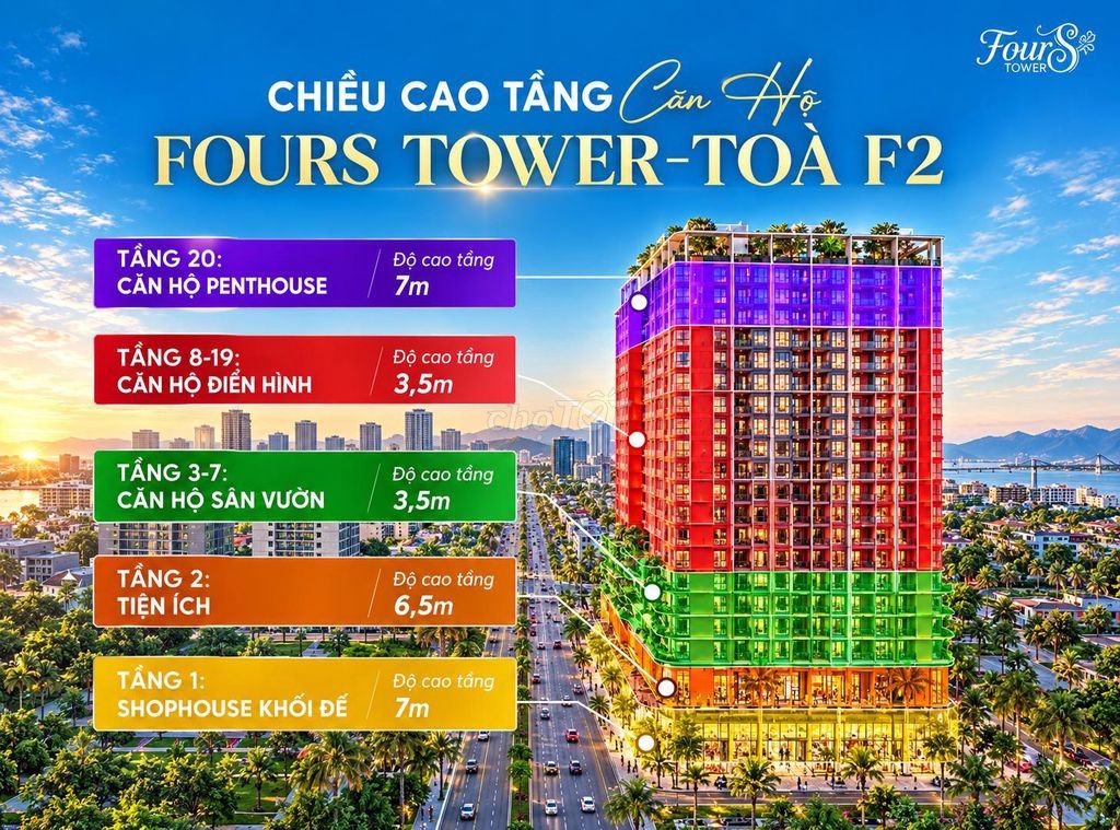 FOURS TOWER CĂN F2-12-3 GIỎ CĐT VIEW BIỂN, SÔNG, THÀNH PHỐ - Ảnh 6