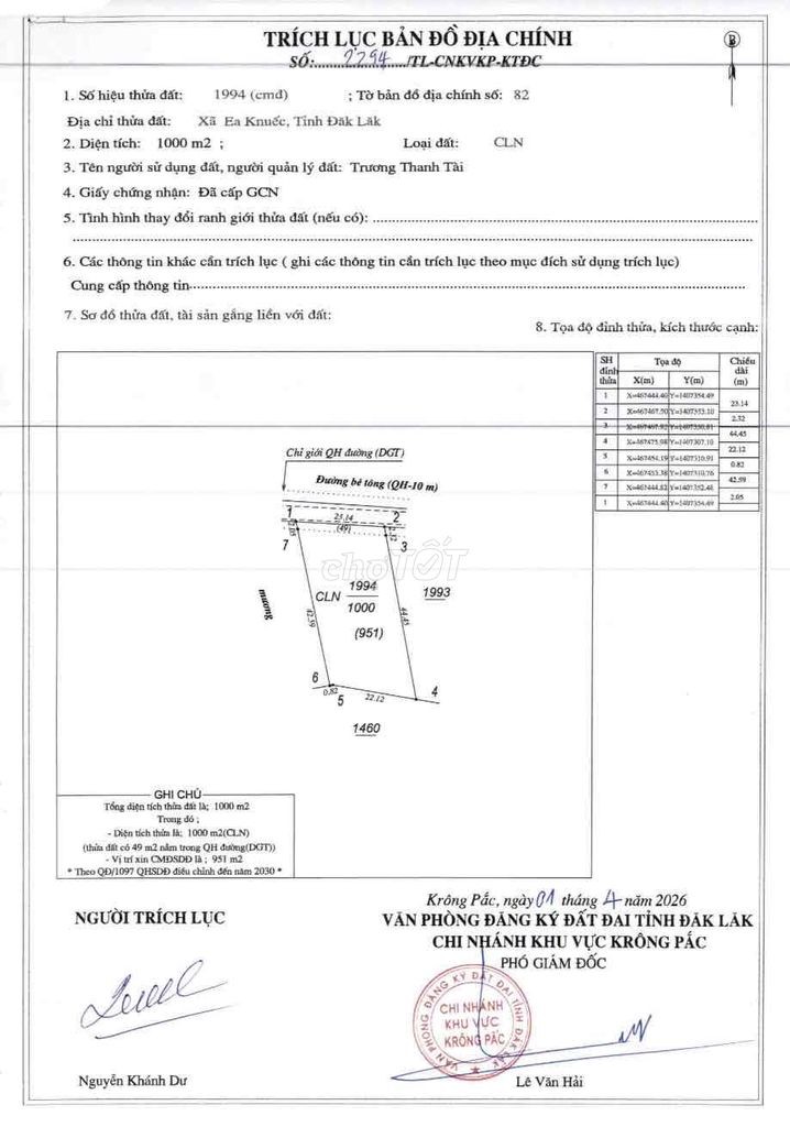 1 sào view sân golf Hồ Ea Nhái khu dân cư Km19 Ea Knuec 1,49 tỷ