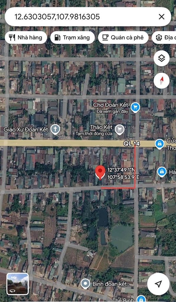 Cần bán đất đối diện chợ Đoàn Kết, xã Hoà Khánh cũ. cách trung tâm 9km - Ảnh 1