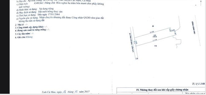 Bán đất có nhà xưởng diện tích 4324.4m2 tại Xã Lương Thế Trân Huyện Cái Nước