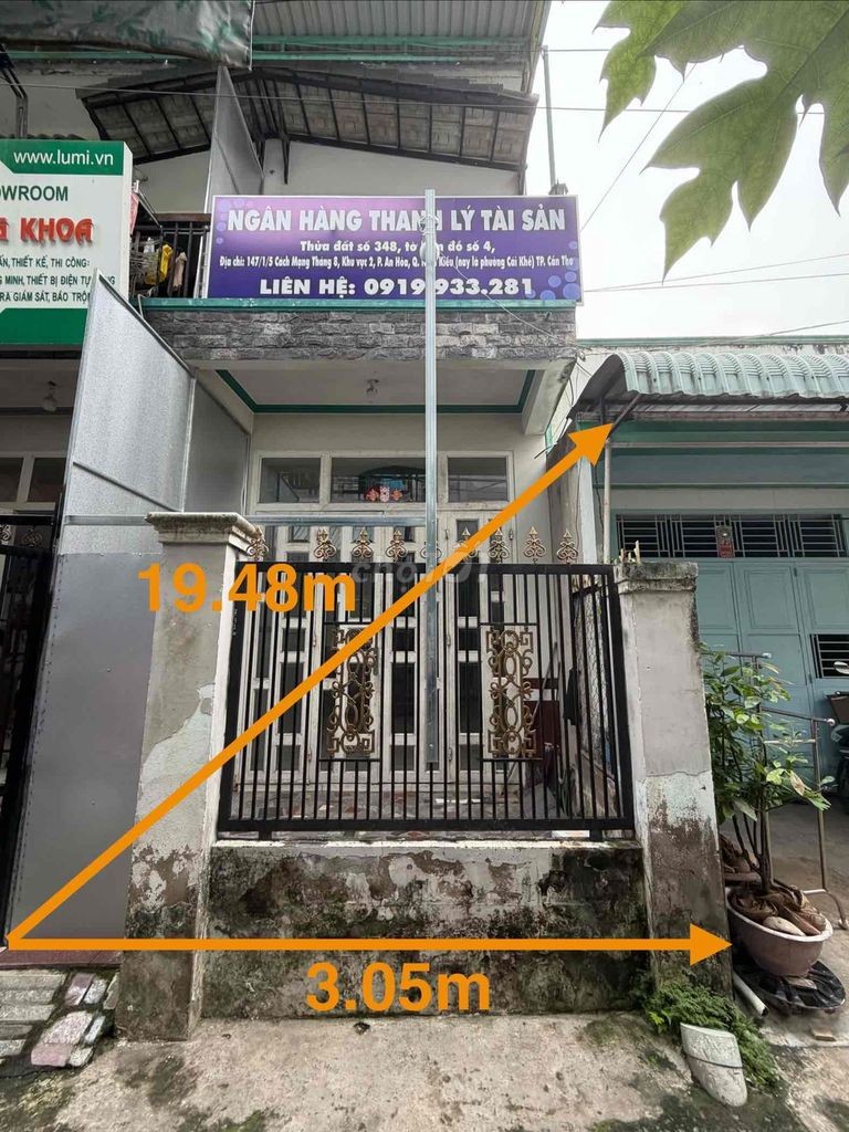 Bán nhà hẻm 147 Cách Mạng Tháng Tám, phường An Hòa, Ninh Kiều, Cần Thơ