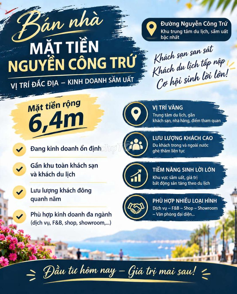 🏡 CHÍNH CHỦ BÁN NHÀ MẶT TIỀN NGUYỄN CÔNG TRỨ – QUỸ ĐẤT TRÊN 200M² - Ảnh 1