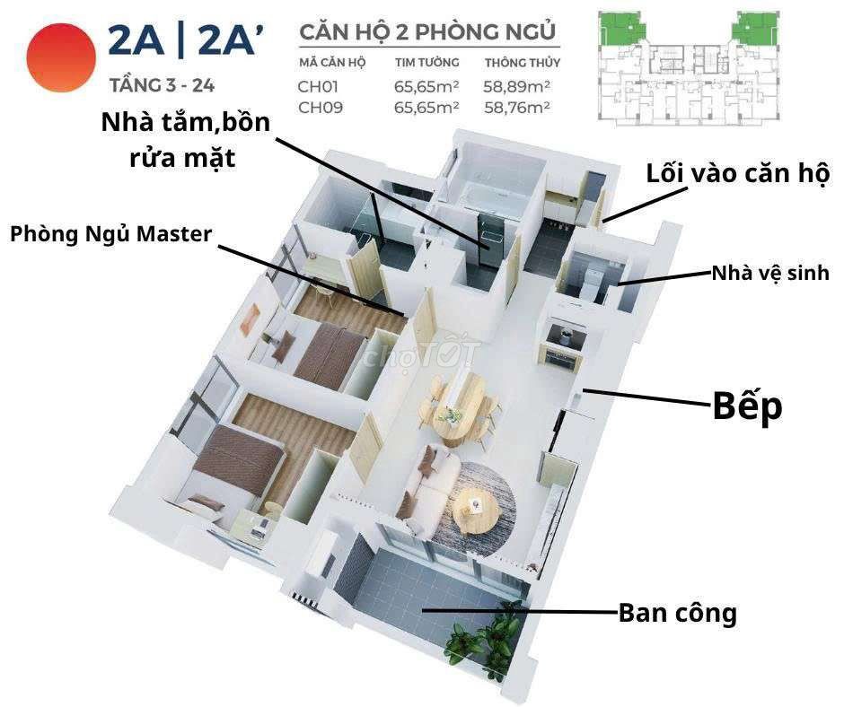 HIYORI 2PN 58,89M² – CHỈ 4,72 TỶ, VIEW BIỂN + THÀNH PHỐ - Ảnh 2