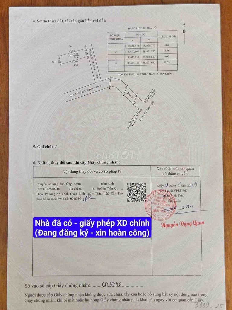 BAN NHA HEM 2 CHỢ BINH THỦY - Ảnh 5