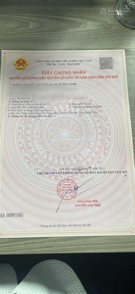 Chính chủ gửi bán lô đất đẹp, vuông vắn, tại quần ngọc, trung hòa, yên mỹ. gần sát ngay kcn yên mỹ - Ảnh 4