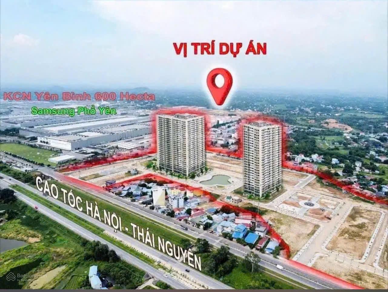 Chỉ 2 tỷ căn 61m2 chung cư Yên Bình Complex Samsung Thái Nguyên, đầy đủ nội thất, T6/2027 bàn giao