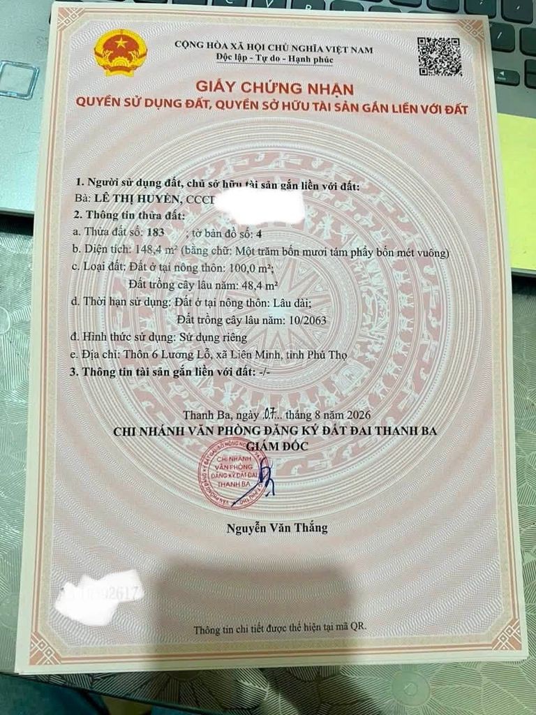 Chính chủ bán lô đất thổ cư khu 6 Lương Lỗ, Liên Minh