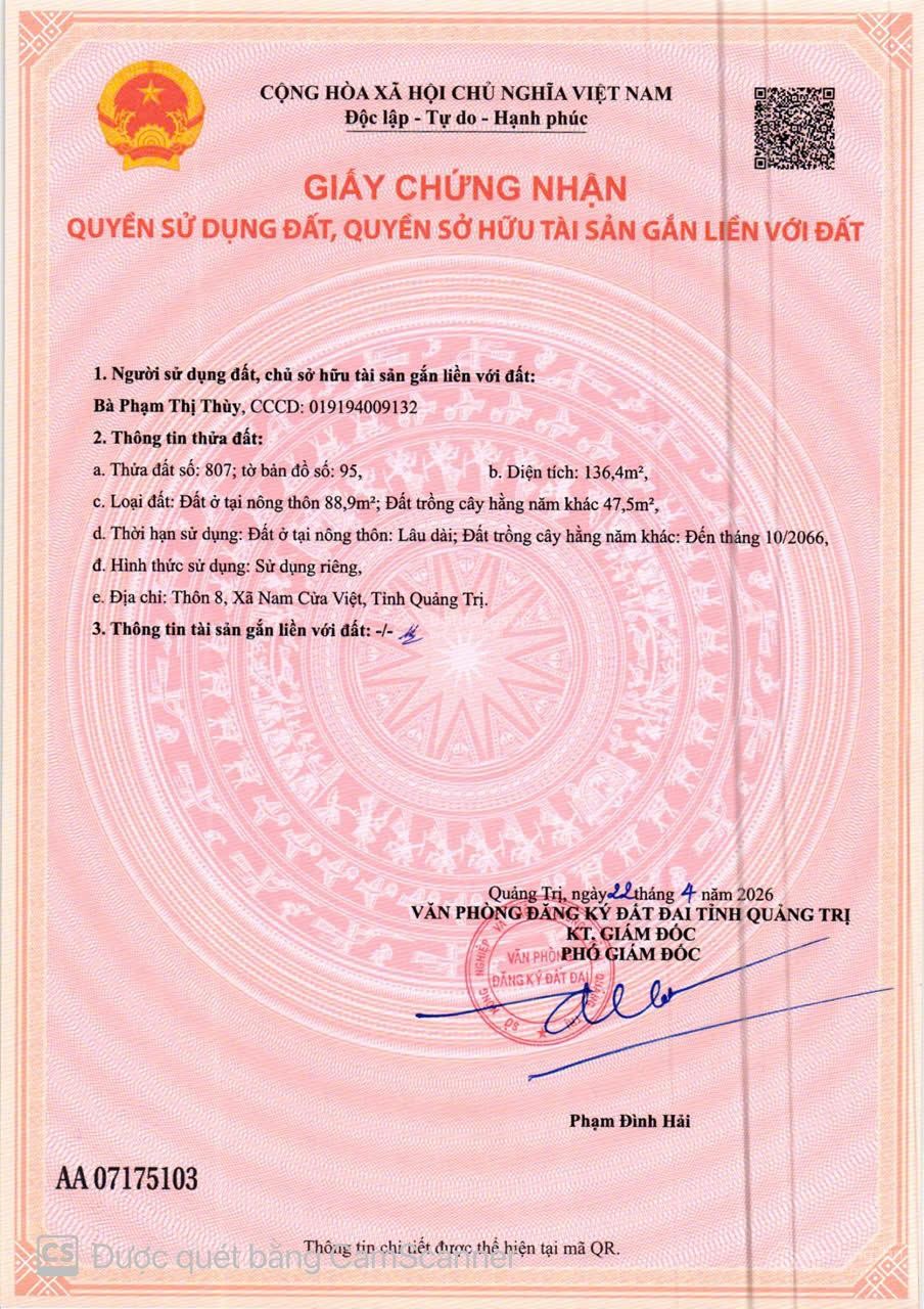 Cần bán lô đất nền cách biển 200m giá nhỉnh 4tr/m. Sổ đỏ full thổ cư. Cách đường QP ven biển 20m - Ảnh 2