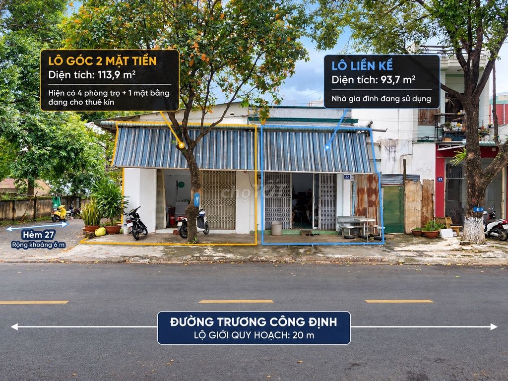 CHÍNH CHỦ BÁN 2 LÔ LIỀN KỀ MT TRƯƠNG CÔNG ĐỊNH – LÔ GÓC 3 MẶT TIỀN