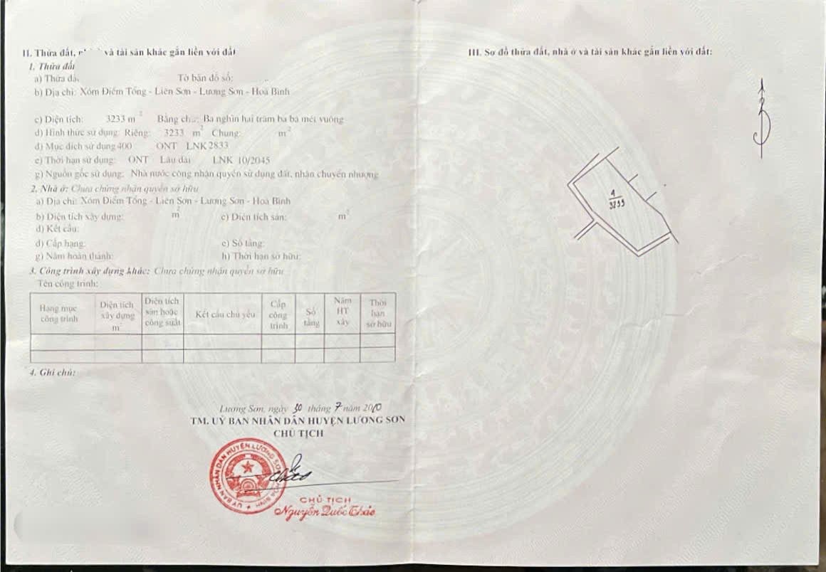 3233m có 400 thổ cư - VIEW NÚI NON HÙNG VĨ - Liên sơn, Lương sơn - giá hơn 2tr/m - Ảnh 1