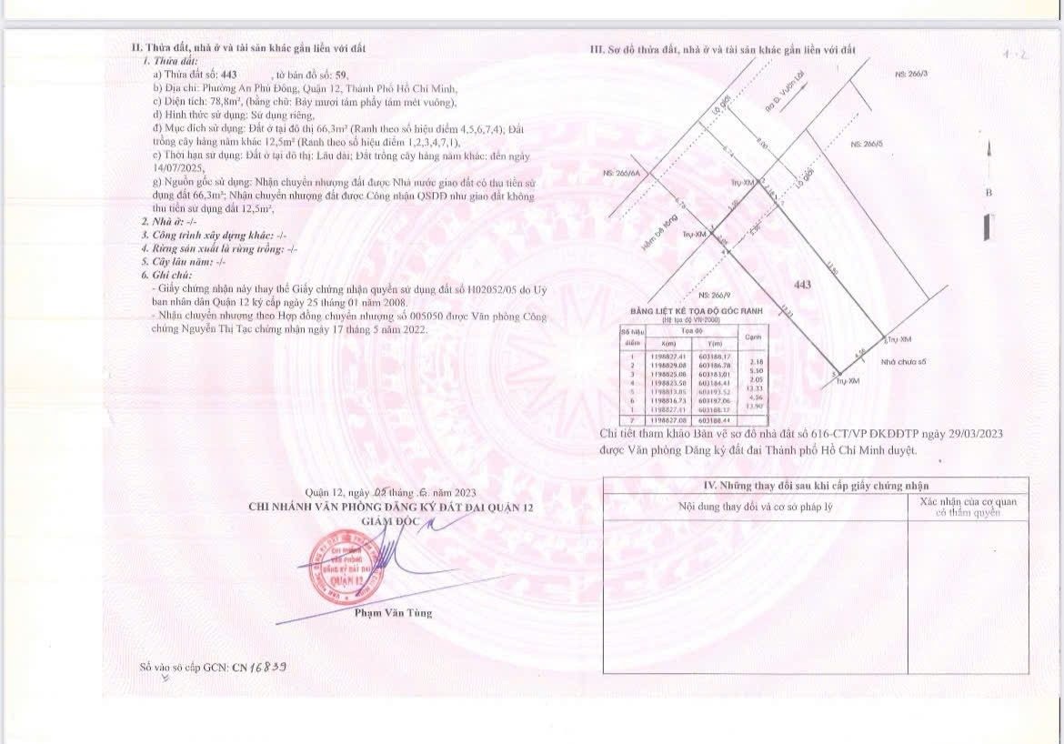 Bán Đất 78.8m2 có sẵn 66.3 m2 thổ cư giá 6.5 tỷ tại Đường Vườn Lài Phường An Phú Đông Quận 12 TP. Hồ Chí Minh - Ảnh 1