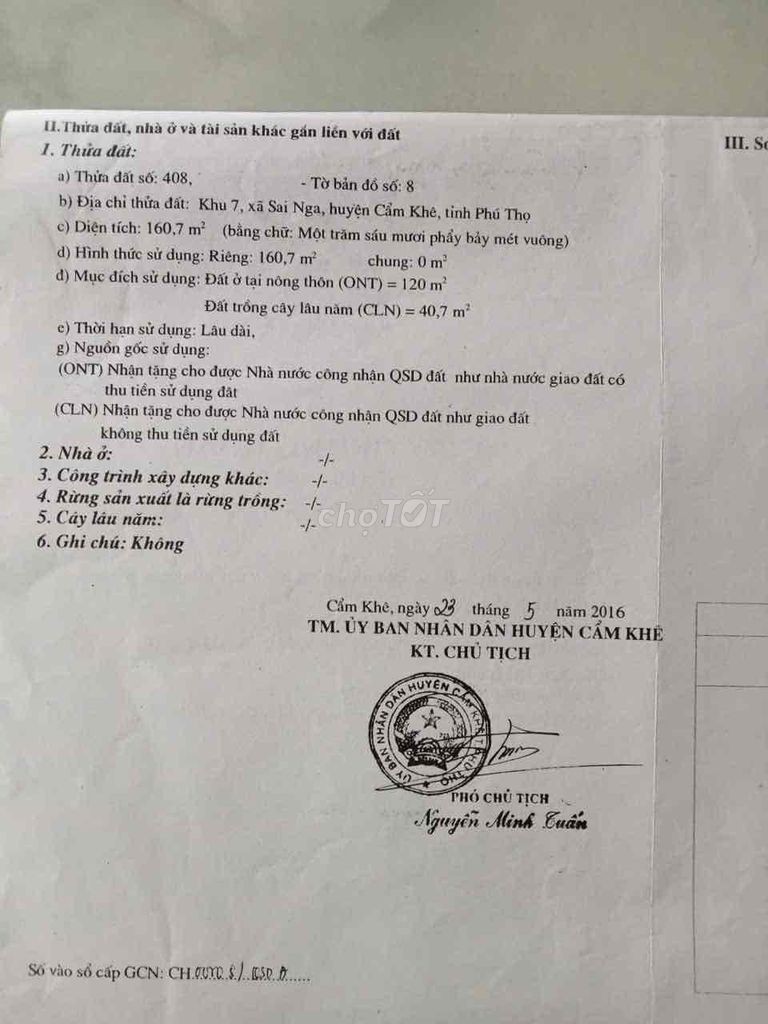 1,5 tỷ có thương lượng Khu Văn Phú 4,Xã Cẩm Khê,Tỉnh Phú Thọ - Ảnh 2