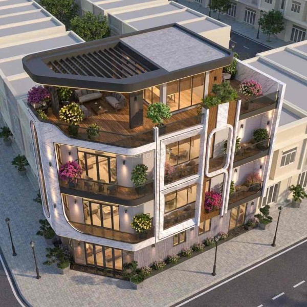 Nhà có thang máy cao cấp , 1 trệt 3 lầu , góc 2 mặt tiền